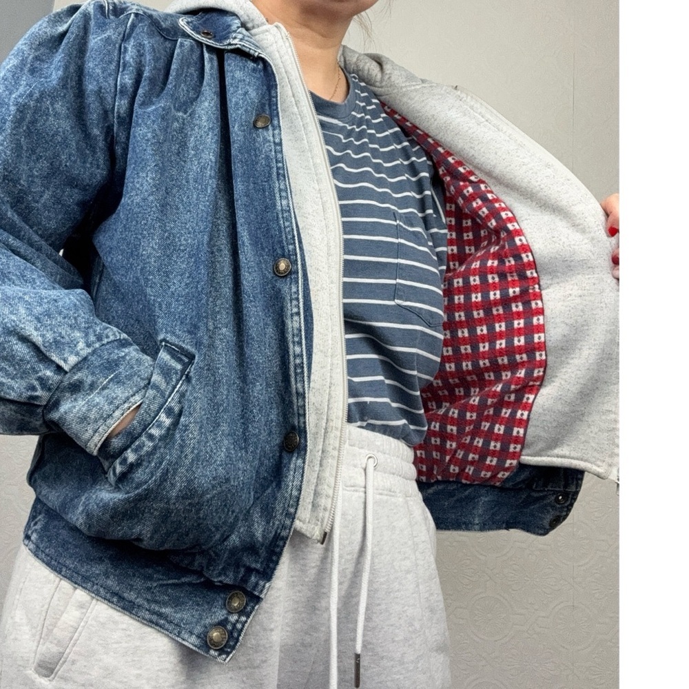 Vintage Retro Sergio Valente Denim Coat‎ Double Layer 100% Cotton Jean Puffer - Picture 12 of 12